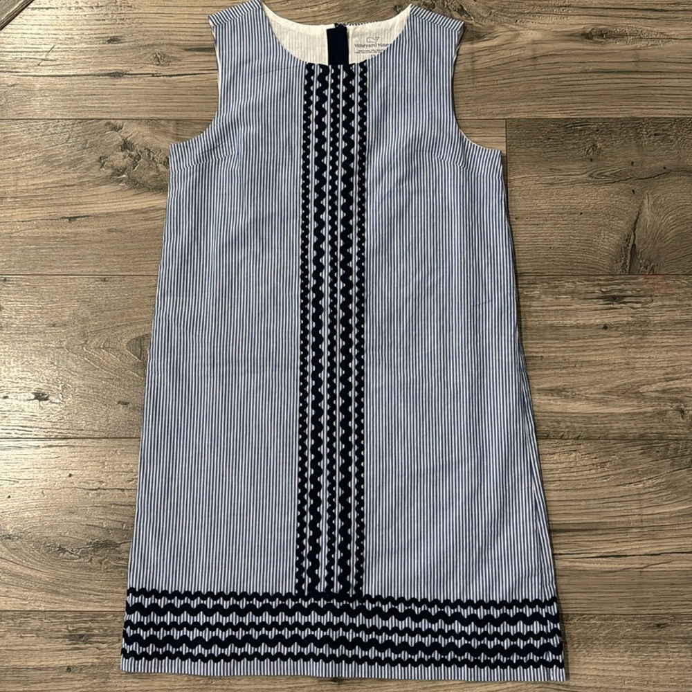 VINEYARD VINES Dress Girls 12 Blue Striped Sleeveless Lined